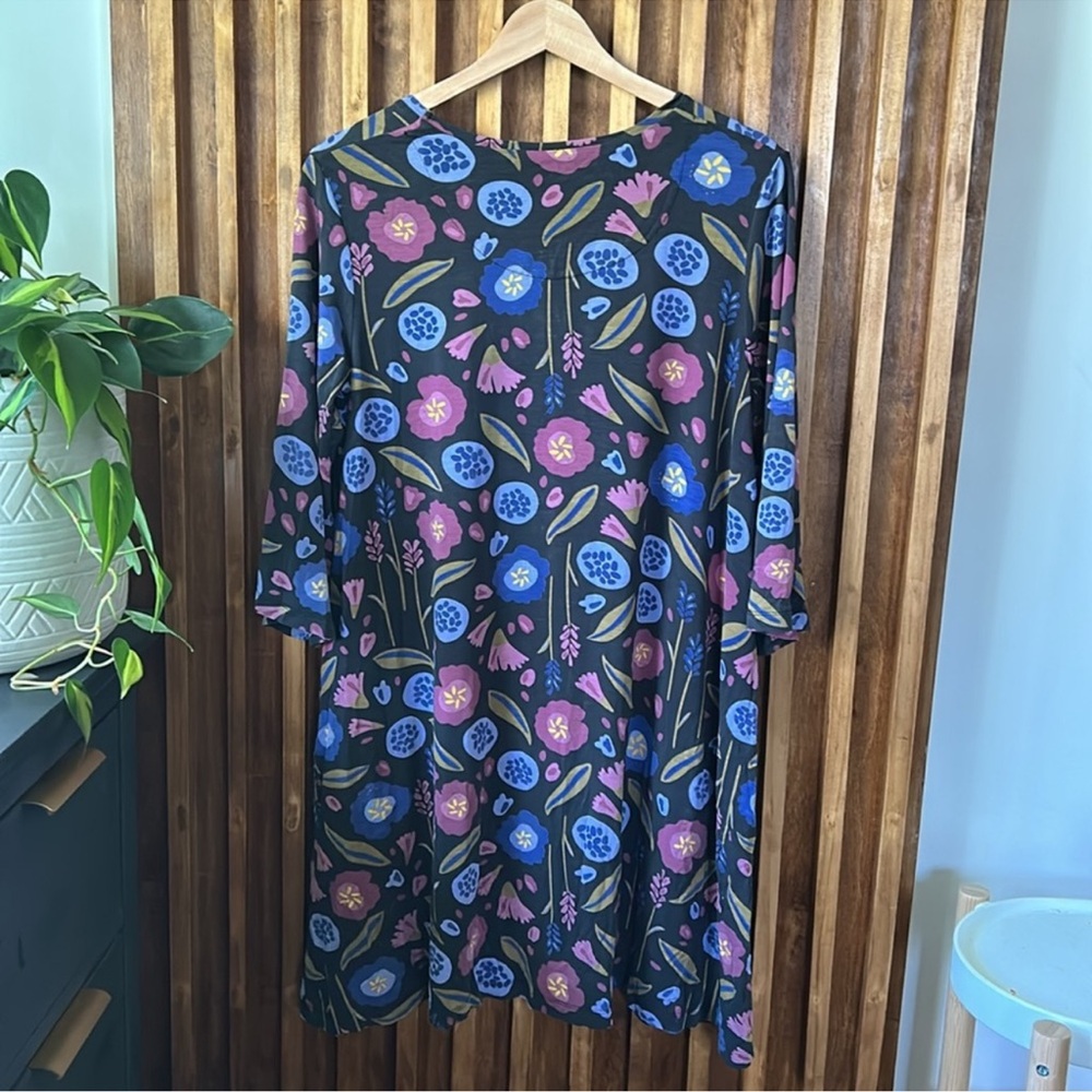 GUDRUN SJODEN Multicolor Floral Print Lyocell
Summer A-Line Dress Size M - Picture 3 of 11